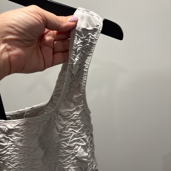 Scala Light Gray Textured Ruched Tank Top - Picture 6 of 6